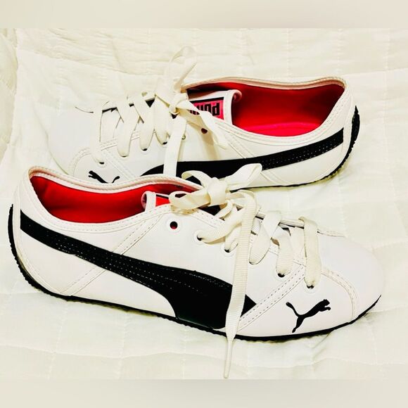 PUMA SAFARI LOGO LEATHER SNEAKERS SIZE US 8.5/ EU 39/ UK 6 IN BLACK/ WHITE - Picture 2 of 6